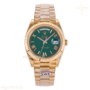 Day Date 40 YG EWEF Green Roman Dial on President Bracelet A3255 (Weighted) 187g