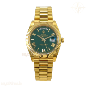Day Date 40 YG EWEF Green Roman Dial on President Bracelet A3255(158g)