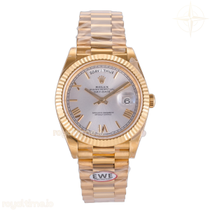 Day Date 40 YG EWEF Silver Roman Dial on President Bracelet A3255 (Weighted) 187g