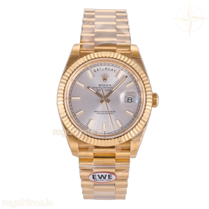 Day Date 40 YG EWEF Silver Stick Dial on President Bracelet A3255 (Weighted) 187g