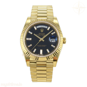 Day Date 40 YG RCF Black Crystal Dial on President Bracelet VR3255