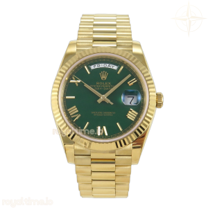 Day Date 40 YG RCF Green Roman Dial on President Bracelet VR3255