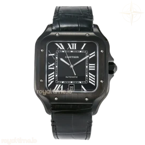 Cartier Santos de Cartier 40mm 2018 BVF Black Dial on Black Leather Strap MIYOTA 9015