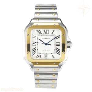 Cartier Santos de Cartier 40mm 2018 BVF YG Bezel White Dial on SS SmartLinks Bracelet MIYOTA 9015