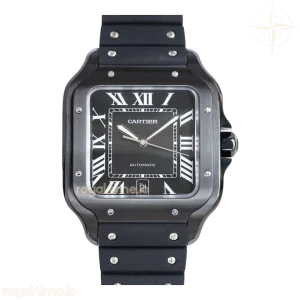Cartier Santos de Cartier 40mm Black Dial in PVD on Black Rubber Strap