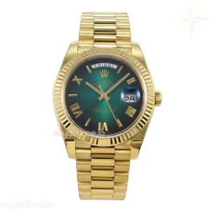 Day Date 40 YG TMF Green Ombre Roman Dial on President Bracelet VR3255 (Weighted) 208g