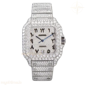 Cartier Santos de Cartier 40mm Diamond Paved Dial with Arabic Markers in Steel