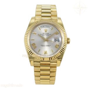 Day Date 40 YG TMF Silver Roman Dial on President Bracelet VR3255 (Weighted) 208g