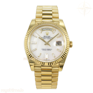 Day Date 40 YG TMF White MOP Diamonds Dial on President Bracelet VR3255 (Weighted) 208g