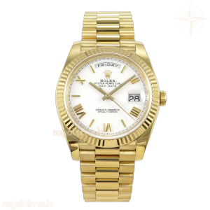 Day Date 40 YG TMF White Roman Dial on President Bracelet VR3255 (Weighted) 208g