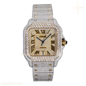 Cartier Santos de Cartier 40mm Diamond Paved Dial with Roman Markers in Steel/Yellow Gold