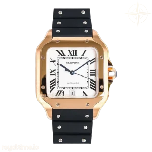 Cartier Santos de Cartier 40mm White Dial in Rose Gold on Black Rubber Strap