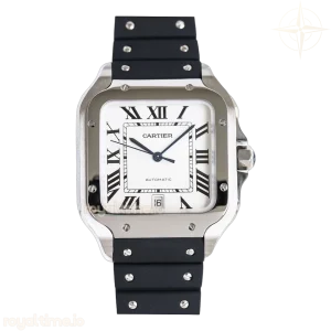 Cartier Santos de Cartier 40mm White Dial in Steel on Black Rubber Strap