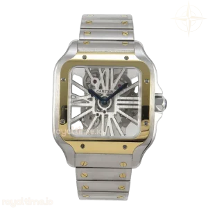 Cartier Santos de Cartier Skeleton SS MLF Skeleton Green Dial on SS SmartLink Bracelet 9611MC