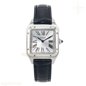 Cartier Santos Dumont 27.5mm IWSF Silver Dial on Black Leather Strap Quartz