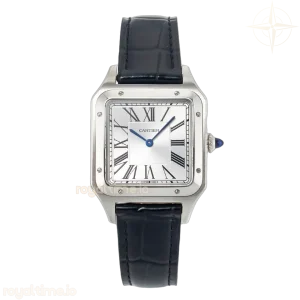 Cartier Santos Dumont 31.4mm IWSF Silver Dial on Black Leather Strap Quartz