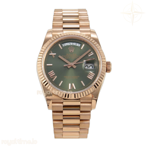 DayDate 40 RG JDF 904L Steel Green Roman Dial on President Bracelet VR3255 V3 (Gain Weight)