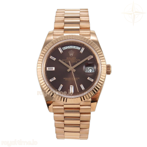DayDate 40 RG QF 904L Steel Brown Crystal Dial on President Bracelet VR3255 V8 (Gain Weight)
