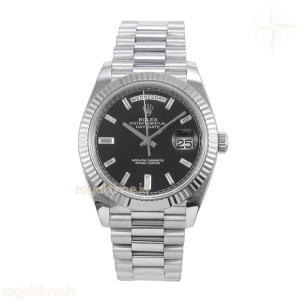 DayDate 40 SS QF 904L Steel Black Crystal Dial on President Bracelet VR3255 V8 (Gain Weight)