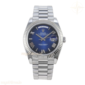 DayDate 40 SS QF 904L Steel Blue Ombre Roman Dial on President Bracelet VR3255 V8 (Gain Weight)