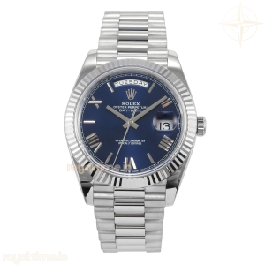DayDate 40 SS QF 904L Steel Blue Roman Dial on President Bracelet VR3255 V8 (Gain Weight)