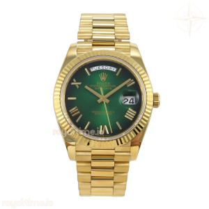 DayDate 40 YG QF 904L Steel Green Ombre Roman Dial on President Bracelet VR3255 V8 (Gain Weight)