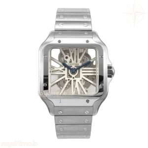 Cartier Santos Skeleton SS RF Skeleton Dial on SS SmartLink Bracelet 9611MC