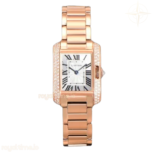 Cartier Tank Anglaise 30.2mm White Dial with Diamond Bezel in Rose Gold