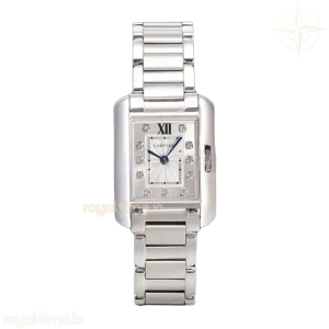 Cartier Tank Anglaise 30.2mm White Dial with Diamond Marker in Steel