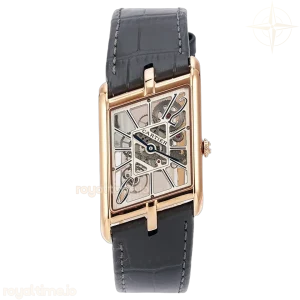 Cartier Tank Asymetrique Watch on Rose Gold in Grey Leather Strap