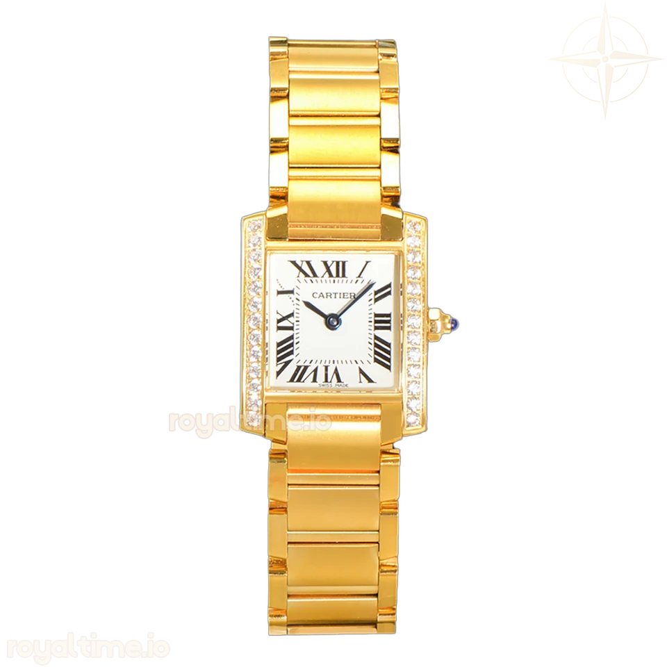 Cartier Tank Francaise Watch Small Yellow Gold with Diamond Bezel
