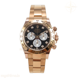Daytona 126505 BTF Black/Silver Diamonds Dial on RG Braclet DD4131 (Weighted) 220g