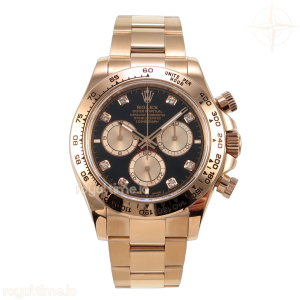 Daytona 126505 RG UFO Black/RG Diamonds Dial on RG Bracelet UF4131 (Free Sprung)