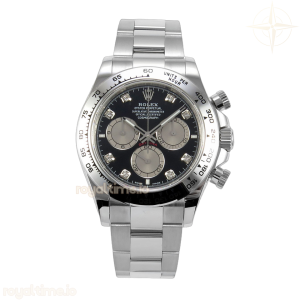 Daytona 126509 904L SS UFO Black Dial Silver Subdial Diamond Marker On 904L SS Bracelet UF4131 (Free Sprung)