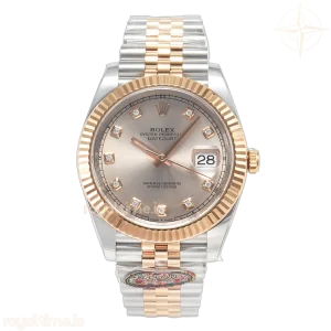 DateJust 41 126331 904L SS/RG Clean Steel Silver Diamond Stick Dial on Jubilee Bracelet VR3235