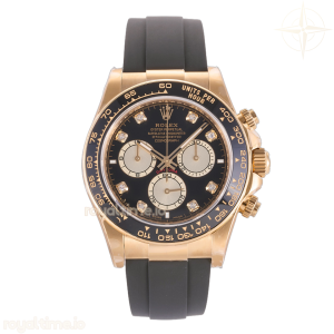 Daytona 126518 3BF YG/Black Diamonds Dial Sticks Markers on Oysterflex Strap Weighted 160g