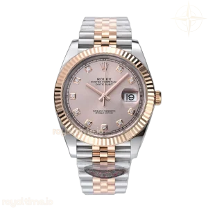 Datejust 41 126331 Pink Sundust Dial Diamond Markers in Everose/Steel on Jubilee Bracelet