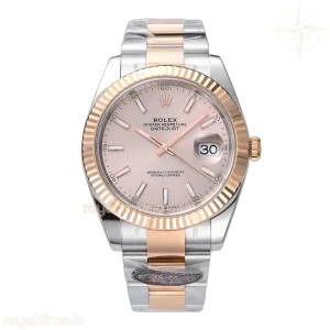 Datejust 41 126331 Pink Sundust Dial Stick Markers in Everose/Steel on Oyster Bracelet