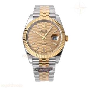 Datejust 41 126333 Champagne Motif Dial Stick Markers in Yellow/Steel on Jubilee Bracelet