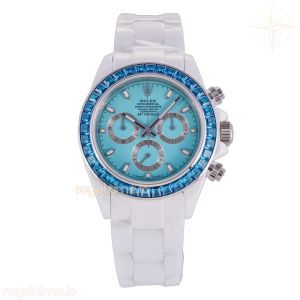 Daytona AET White Ceramic Case and Bracelet ADGF Blue Dial DD4801
