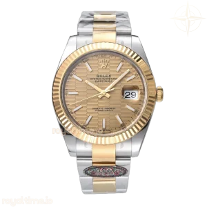 Datejust 41 126333 Champagne Motif Dial Stick Markers in Yellow/Steel on Oyster Bracelet