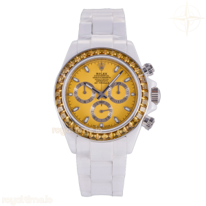 Daytona AET White Ceramic Case and Bracelet ADGF Yellow Dial DD4801