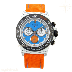 Daytona DIW White Carbon SONIC Blue Dial on Orange Nylon Strap SA4130