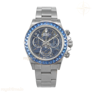 Daytona Ref. 116520 SONIC 904L Steel Skeleton Blue Dial Diamonds Bezel on SS Bracelet SA4130