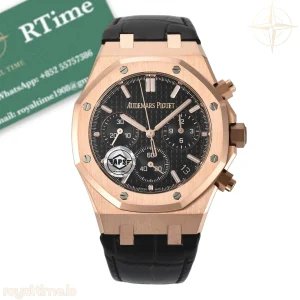 Audemars Piguet Royal Oak 26240 RG APSF Black Dial on Black Leather Strap SA4401
