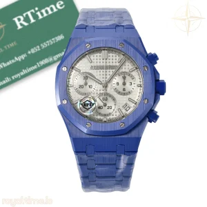 Audemars Piguet Royal Oak Chrono 26240 Blue Ceramic APSF Silver Dial on Ceramic Bracelet SA4401 V2